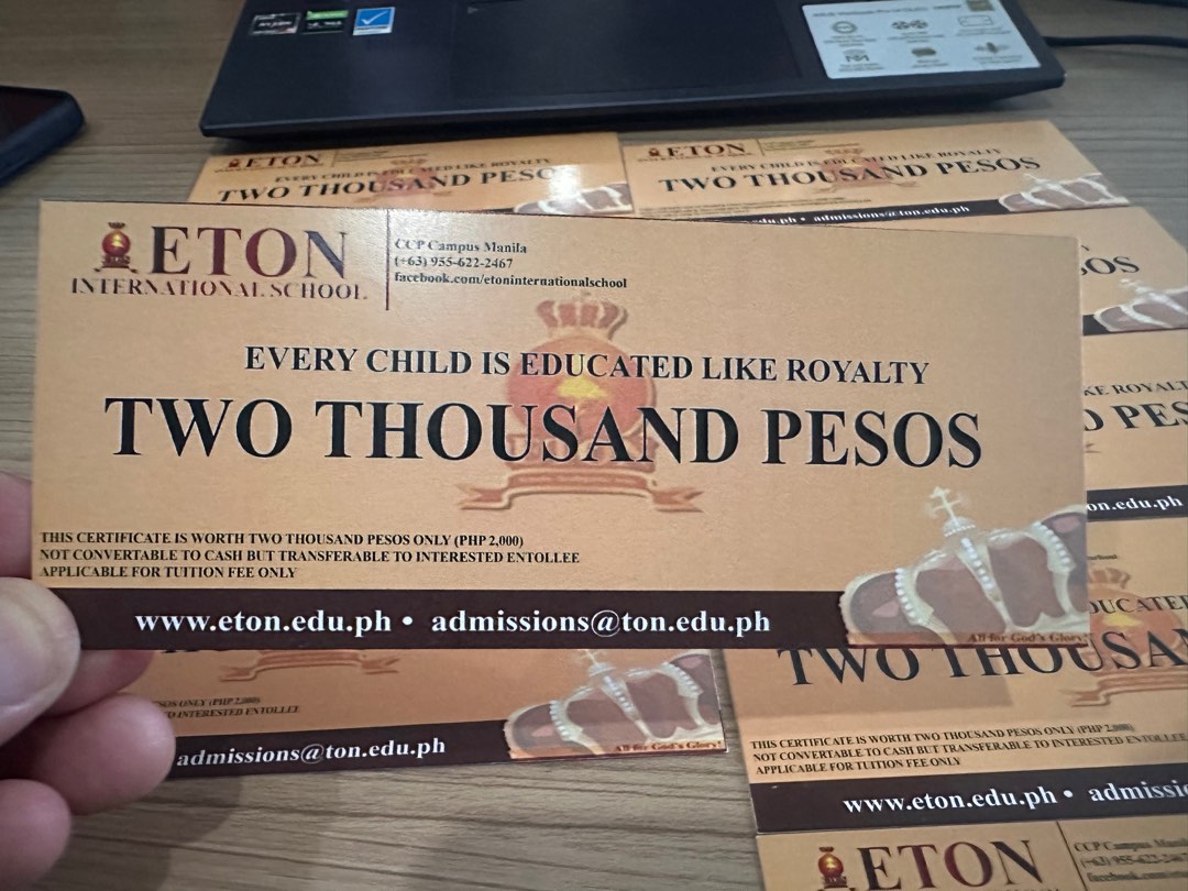 ETON International School Gift Certificate for Tuition Fee, Tickets ...
