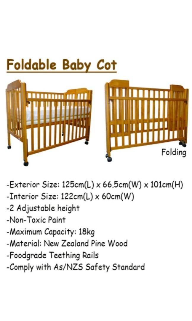[FirstOwner] BabyOne Foldable Baby Cot (Height Adjustable), Babies