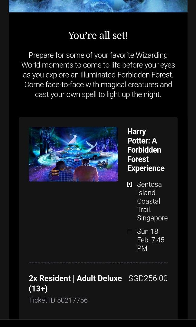 Harry potter forbidden forest tickets, Tickets & Vouchers, Event