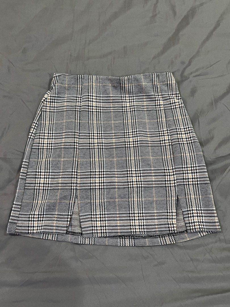H M Divided Plaid High Waist Skirt Mini Short Women s Fashion