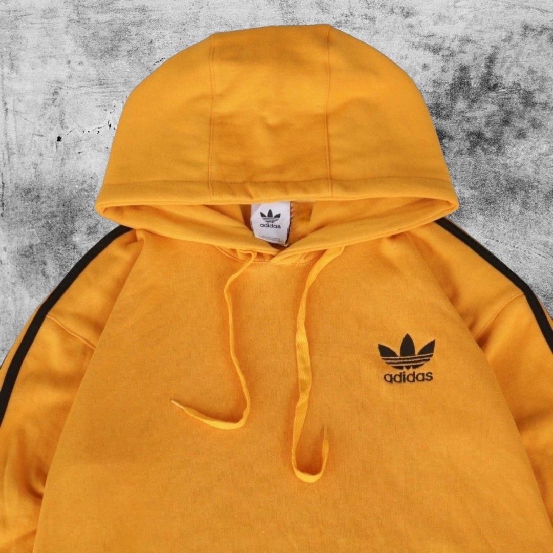 Hoodie Adidas Classics Stripes Kuning, Fesyen Pria, Pakaian