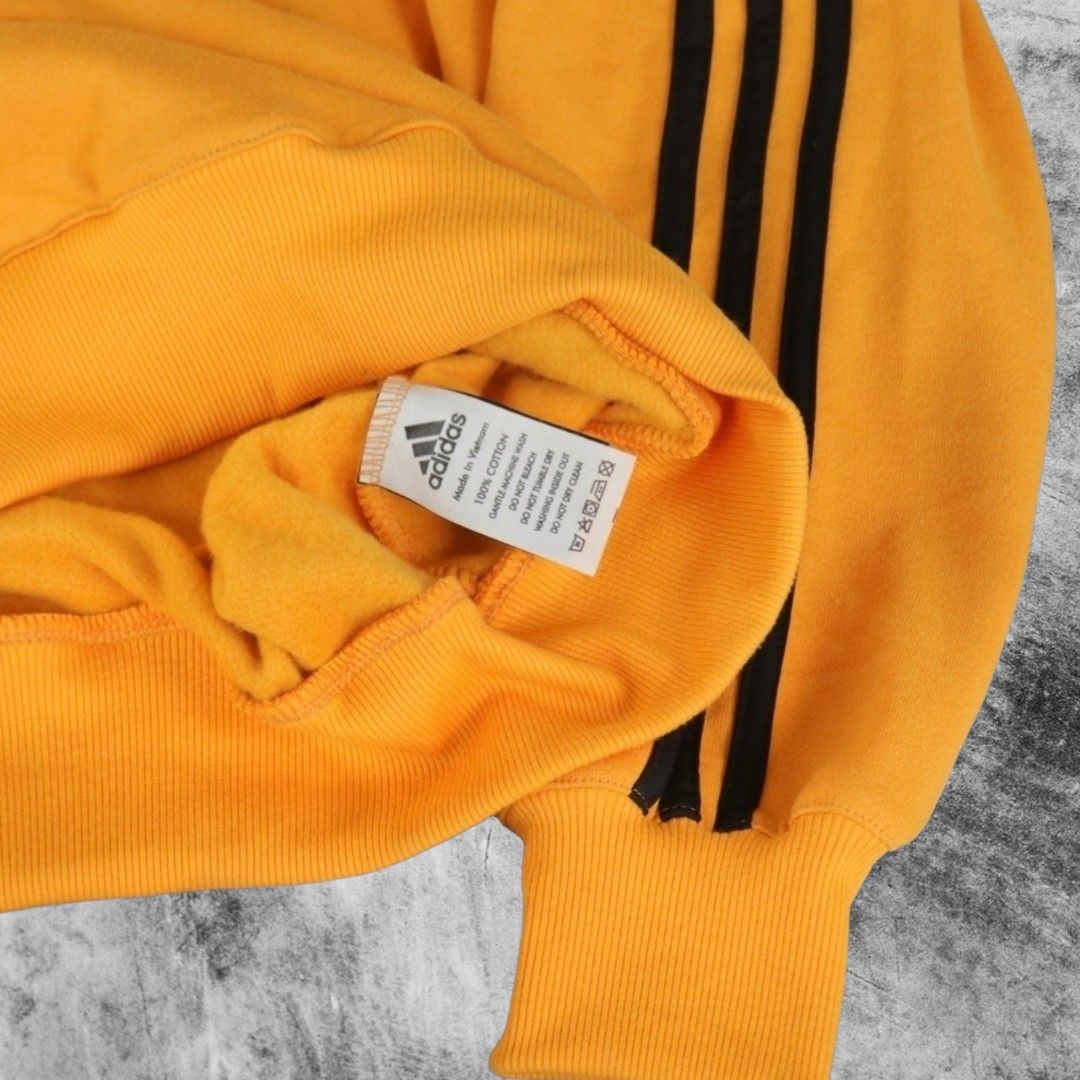 Hoodie Adidas Classics Stripes Kuning, Fesyen Pria, Pakaian