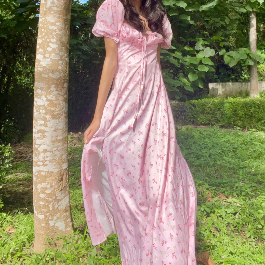 House of CB DUPE Pink Tulip Flower Blush Long Event Birthday Milkmaid