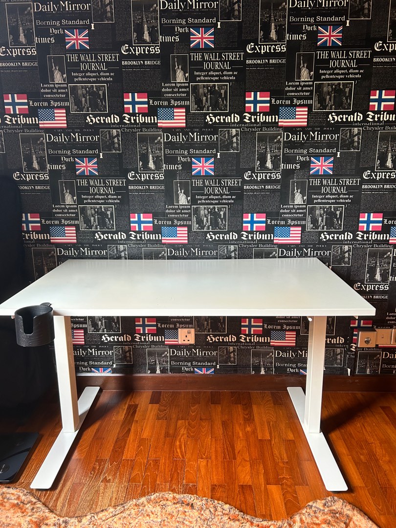 IKEA hand crank sitting/standing desk, Furniture & Home Living