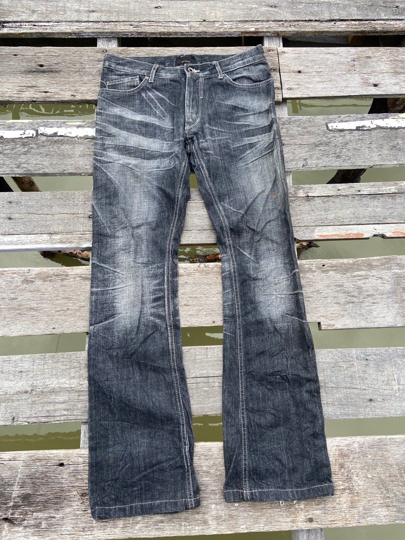 issey miyake tete homme studded jeans bootcut designer pant
