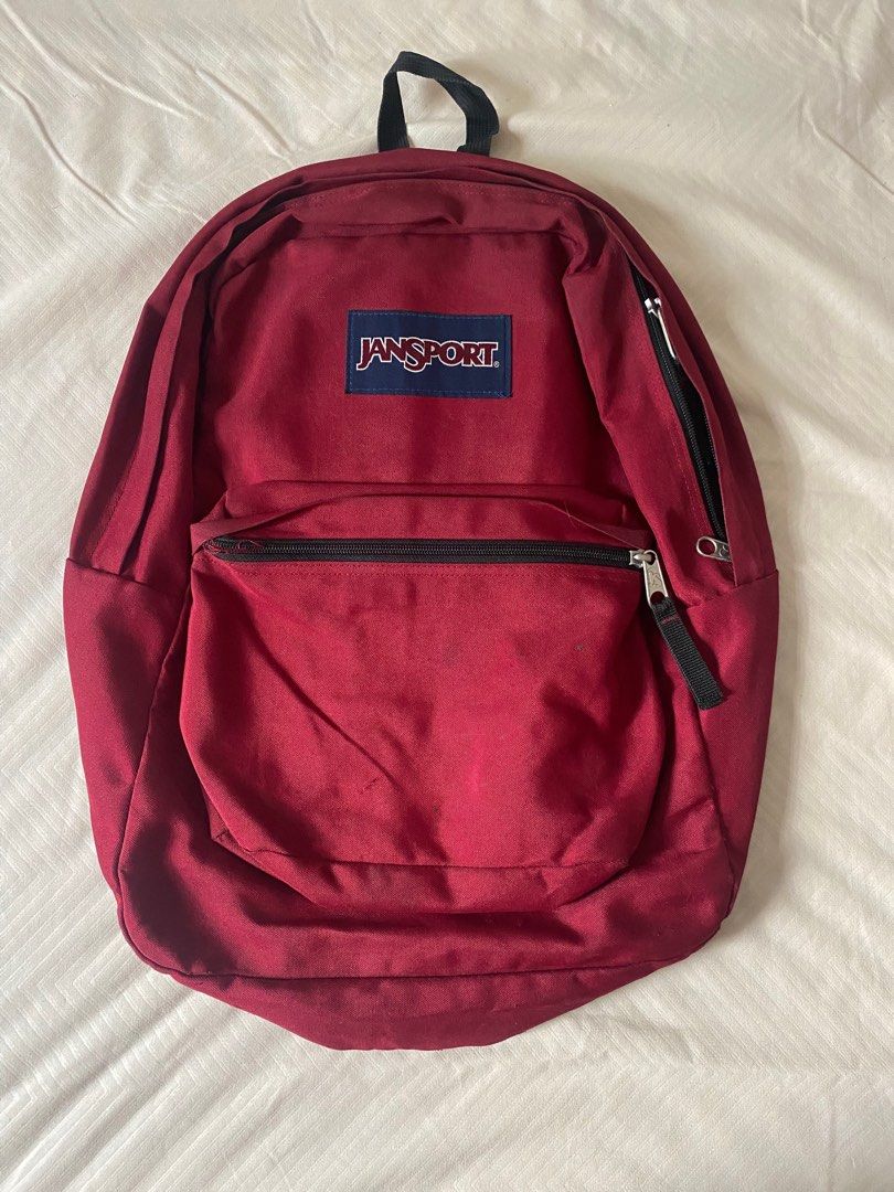 Dark red jansport backpack sales
