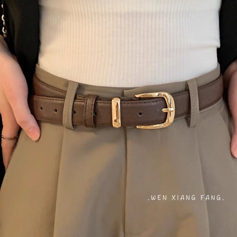 belt for woman korean style belt waist for women Vintage Adjustable For Women  Metal Buckle Solid Color Knot Dress Decoration Leather Belt Female Waist  Strap Thin Waistband