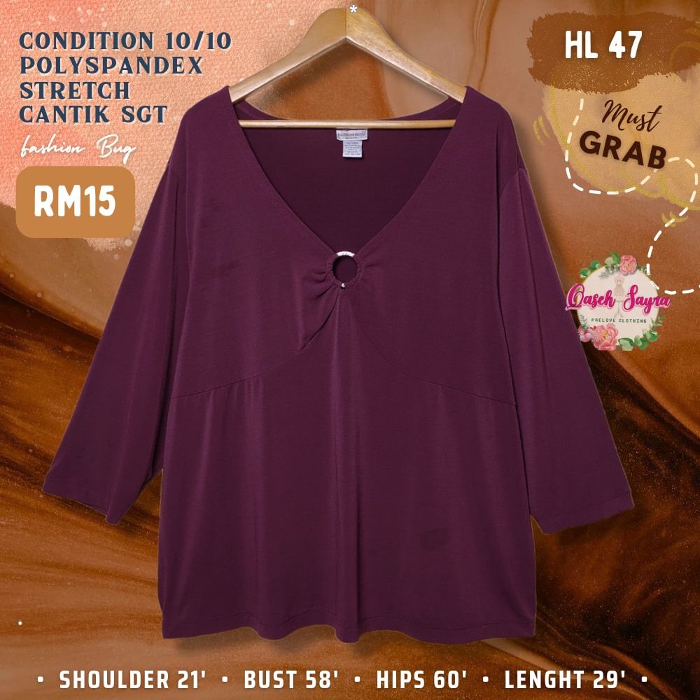 Ladies Blouse Plussize HL48, Women's Fashion, Tops, Blouses on Carousell