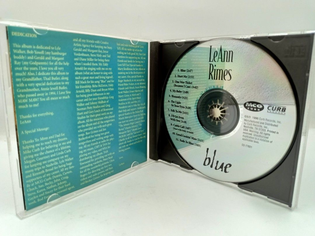 LeAnn Rimes BLUE / 1996 Curb Records/ US Made/ Used CD, Hobbies & Toys ...