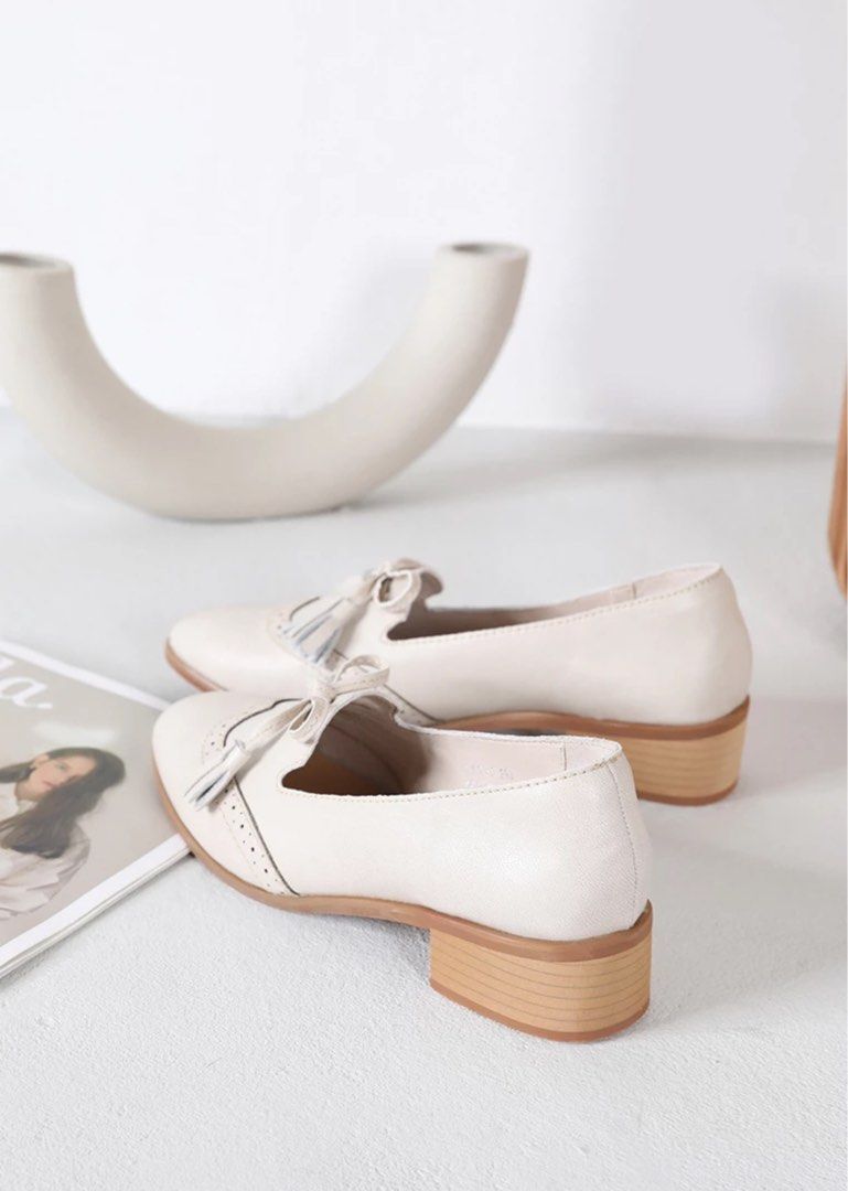 Leather heeled clearance brogues