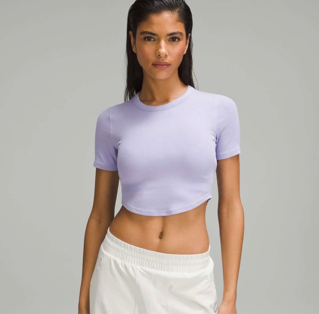 Lululemon Hold Tight Cropped T Shirt Women Size 12 Color White