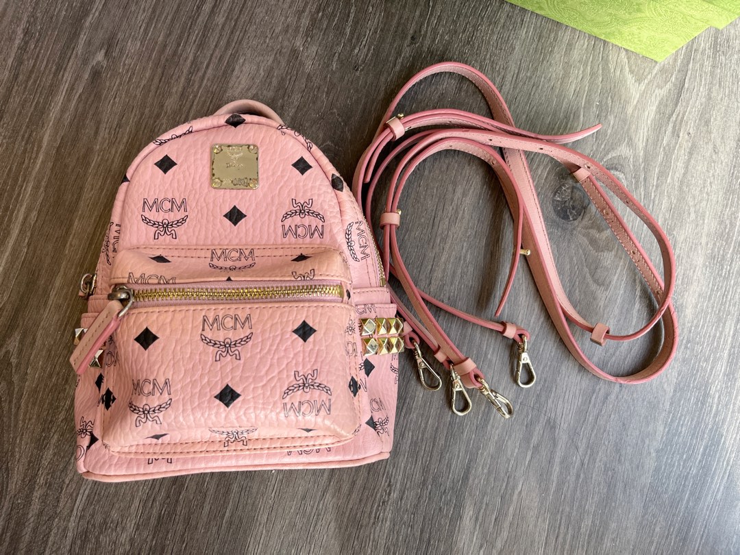 MCM mini pink bag backpack cross body bag Luxury Bags Wallets