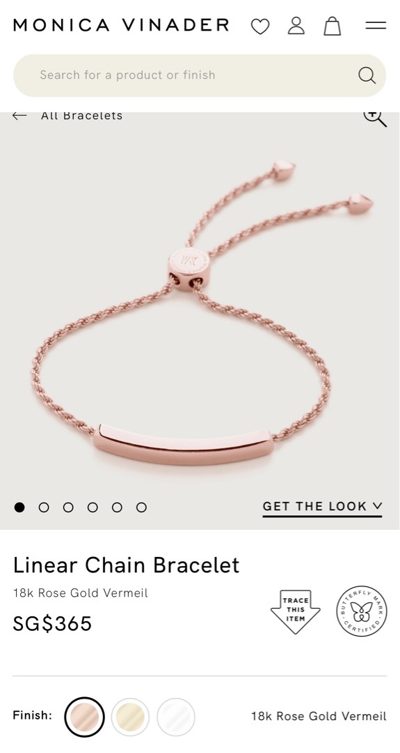 Monica Vinader Linear Chain Bracelet Rose Gold Women s Fashion