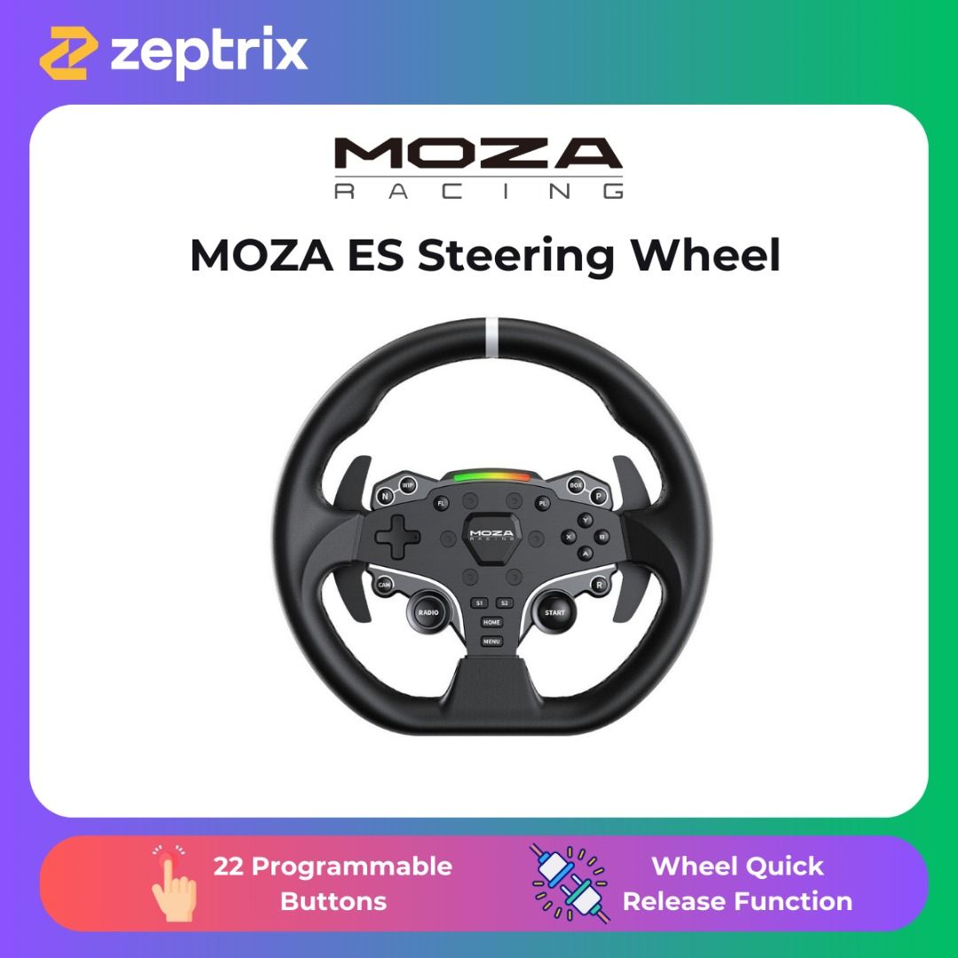 MOZA R5 Bundle - 3 Pedals + ES Wheel + Wheel Base + Table Clamp, Video ...