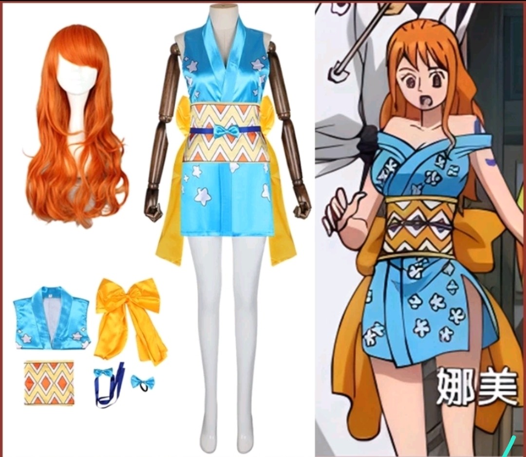Nami One Piece Anime Manga Cosplay Halloween Costume 9 Piece Outfit Set