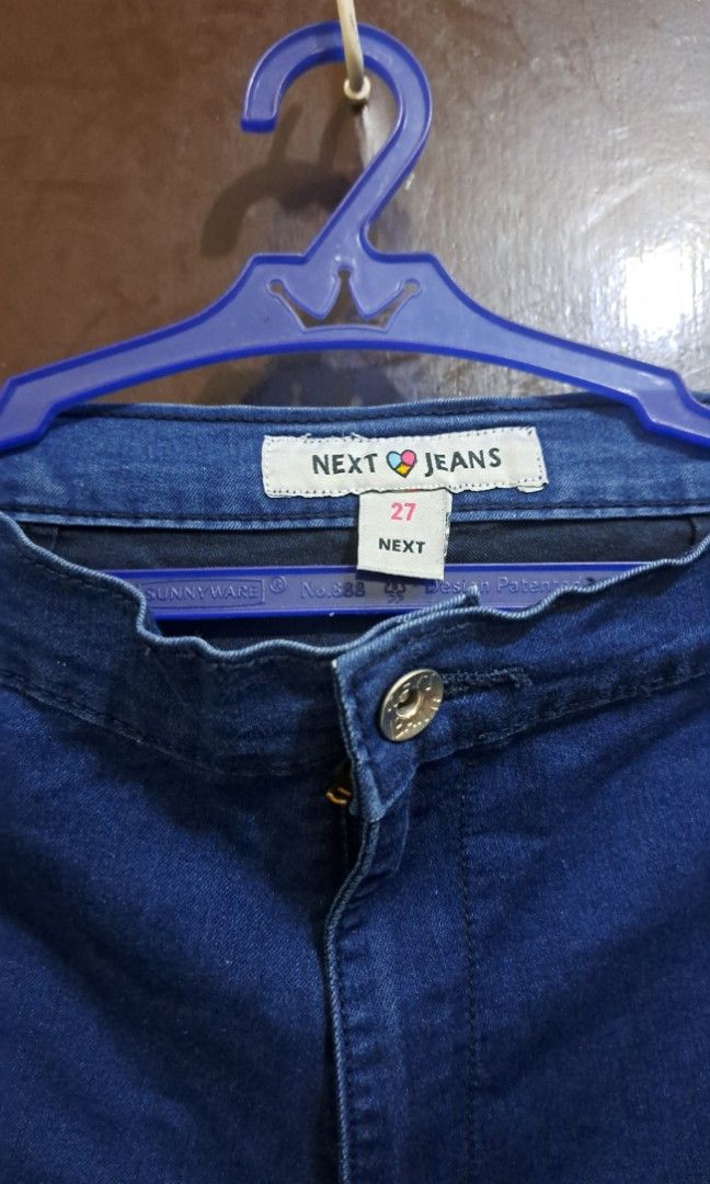 Navy blue denim jeans (Category: Jeans) located in Caloocan City. Submitted by HoshiToSora (Listing ID 1277040348, Image 2). Description: navy blue straight fake denim pants good as skinnny Jeans.