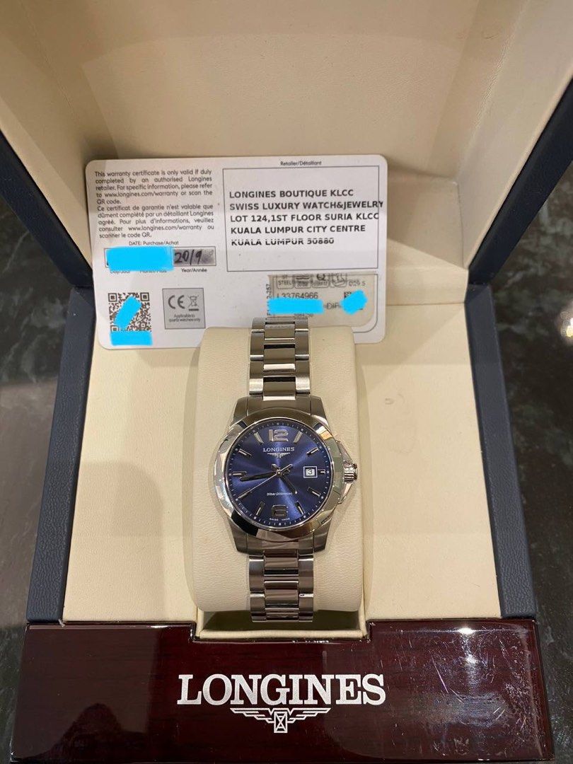 NEW YEAR SALE LONGINES CONQUEST LADY REF L3.376.4.96 PURPLE DIAL 29.5MM QUARTZ YEAR 2019 WATCH FULL SET Luxury Watches on Carousell