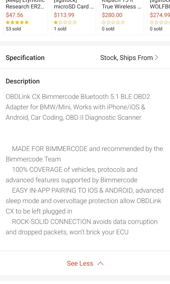  OBDLink CX Bimmercode Bluetooth 5.1 BLE OBD2 Adapter for BMW/Mini,  Works with iPhone/iOS & Android, Car Coding, OBD II Diagnostic Scanner :  Automotive