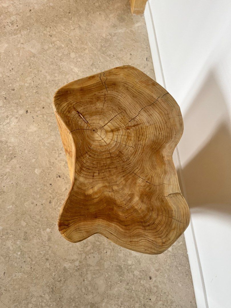 Odd-shaped natural wood tree trunk plant stand, Furniture & Home Living