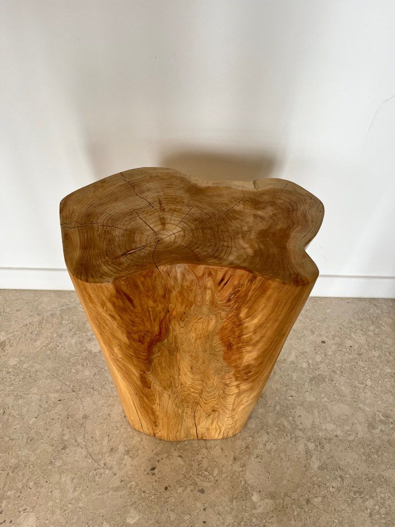 Odd-shaped natural wood tree trunk plant stand, Furniture & Home Living