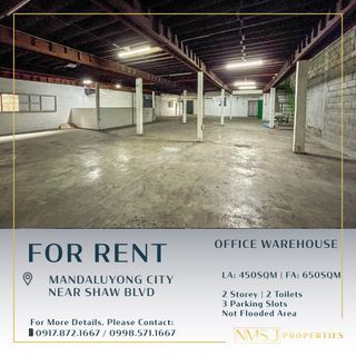 Ofiice Warehouse For Rent in Mandaluyong near Shaw Blvd and Boni