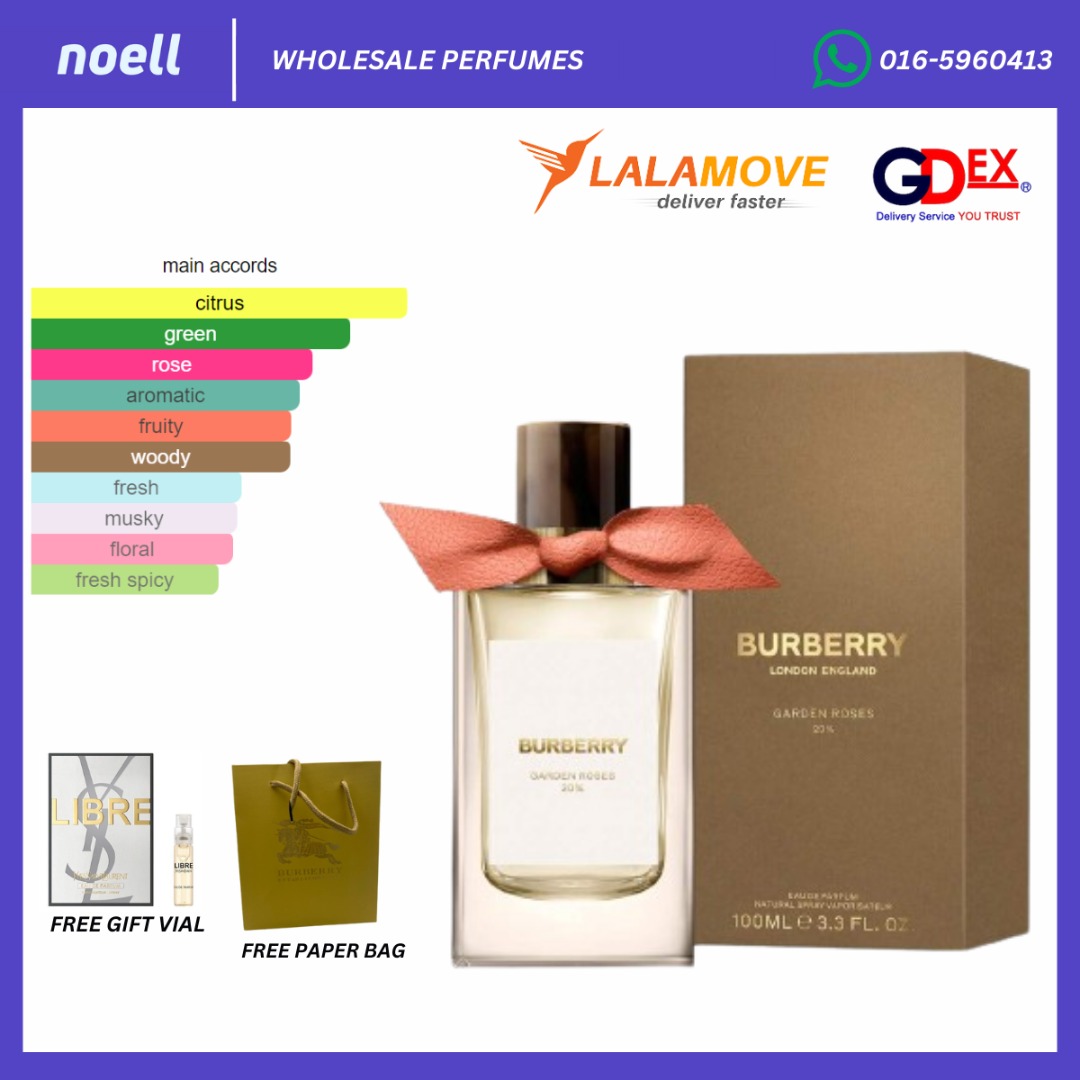 ORIGINAL AUTHENTIC READY STOCK BURBERRY LONDON ENGLAND GARDEN ROSES 20 EDP 100ML PERFUME FOR UNISEX