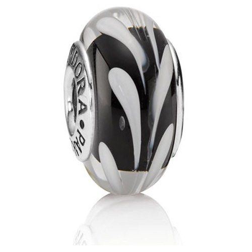 Pandora Authentic Black and White Swirl Charm Women s Fashion