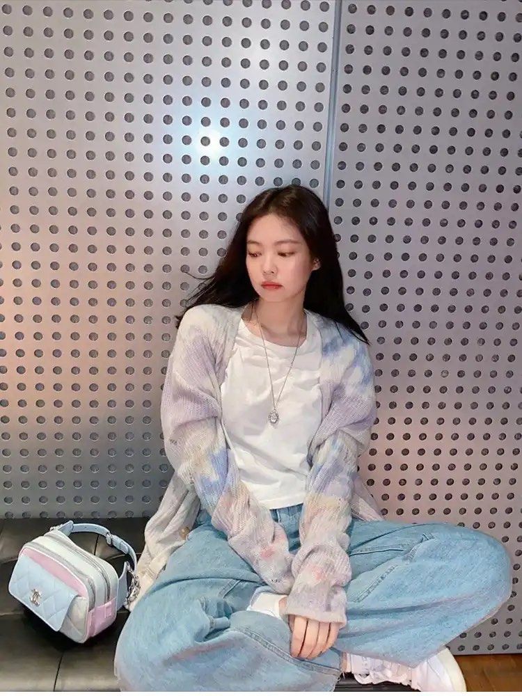 Pastel purple lilac rainbow tie dye distressed long oversized knit cardigan BLACKPINK Jennie inspired high quality Women s Fashion Coats Jackets and Outerwear on Carousell