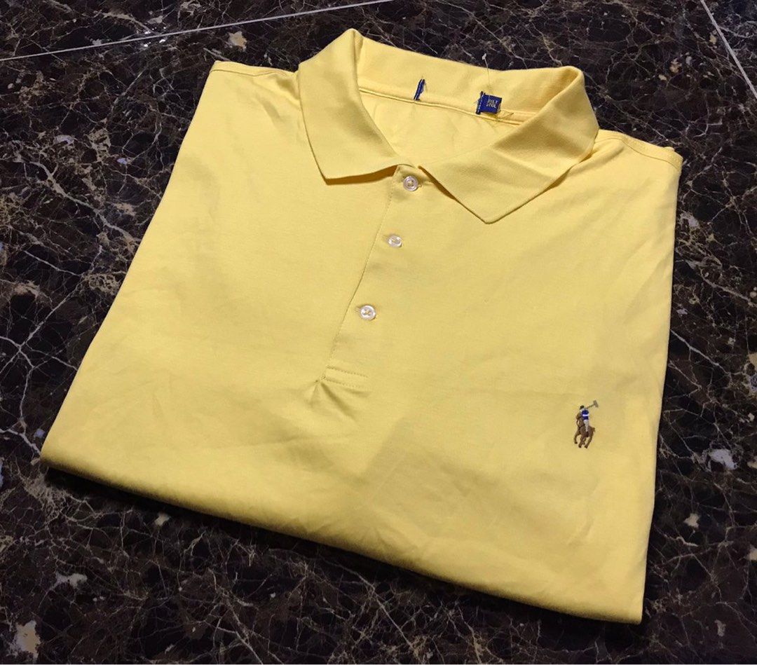 POLO RALPH LAUREN PLAIN YELLOW COLLAR TSHIRT BIG SIZE 3XL PIT 29