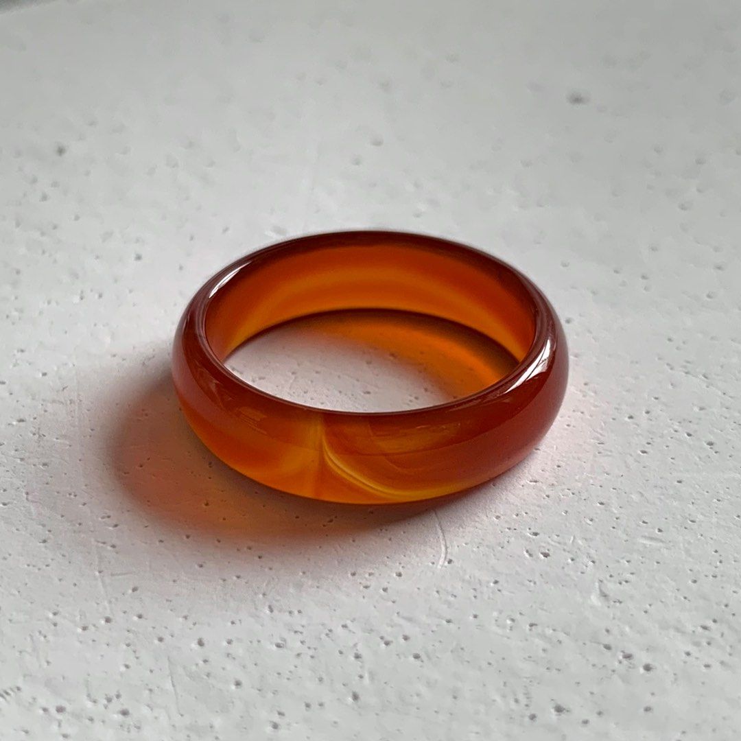 Red Chalcedony Agate Ring 17.8 x 5.2 x 2.1mm HK16 US7.5
