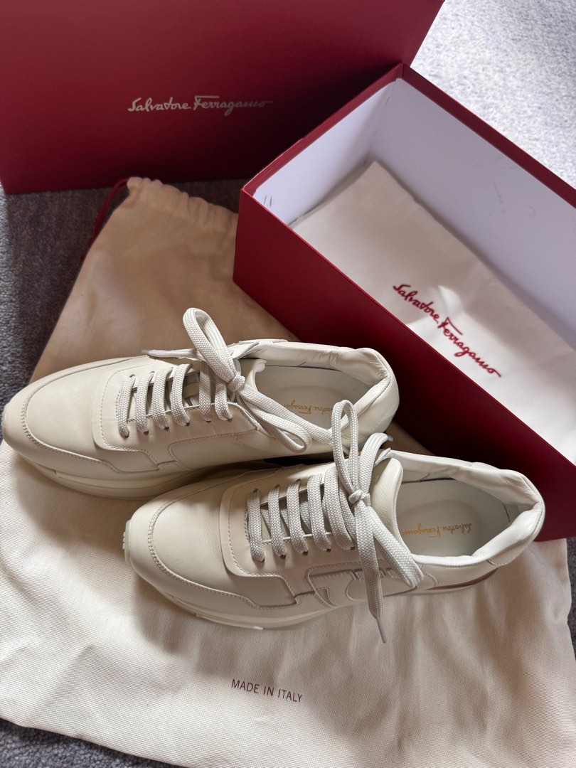 Salvatore ferragamo white best sale sneakers
