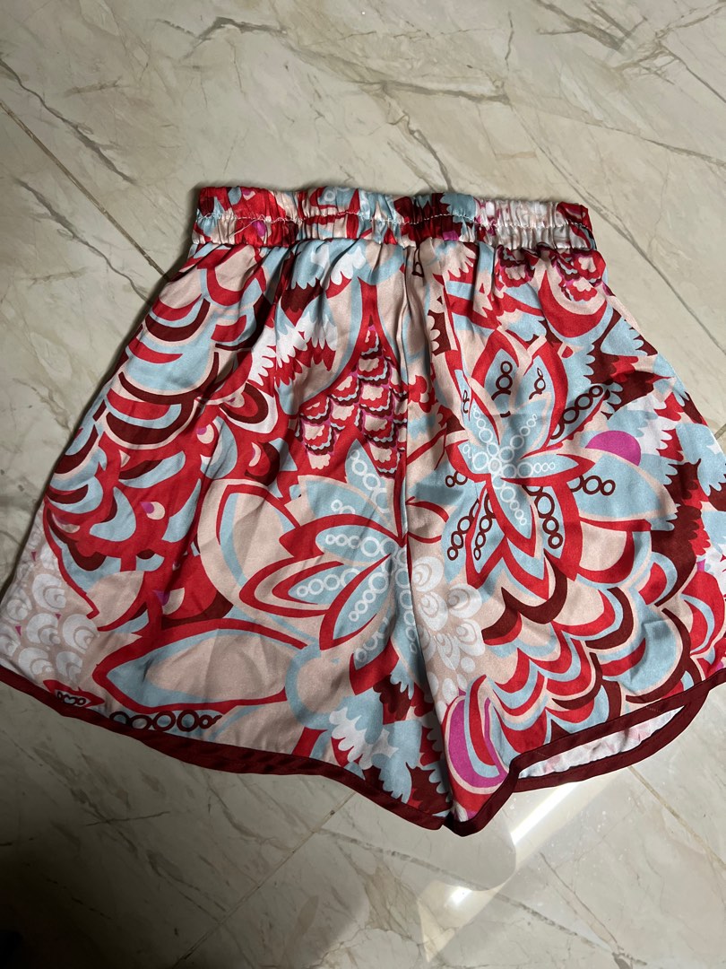 Red patterned shorts top