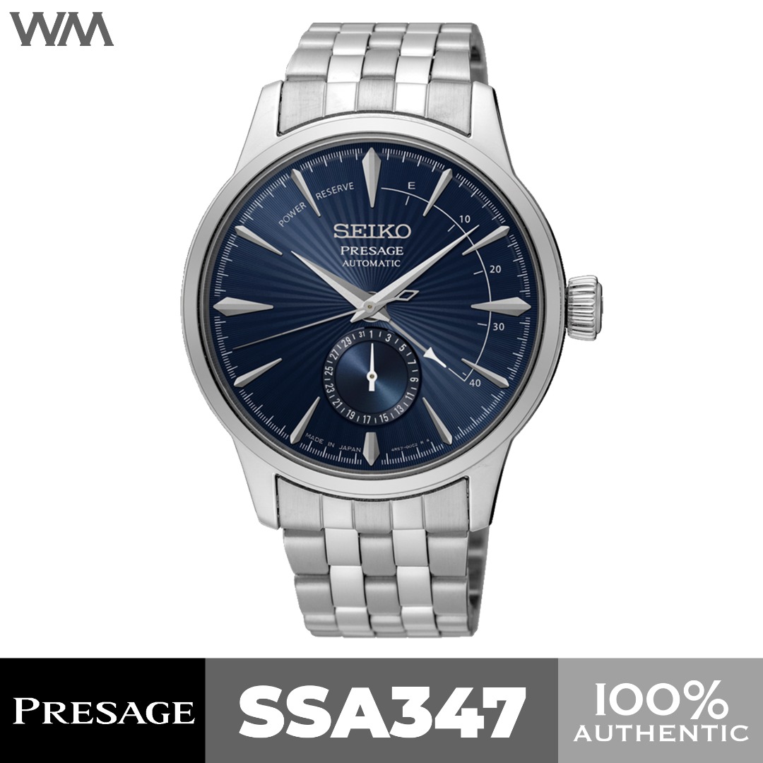 Seiko Presage Cocktail Time Blue Moon Power Reserve Stainless Steel Automatic Watch SSA347 SSA347J1 Luxury Watches on Carousell