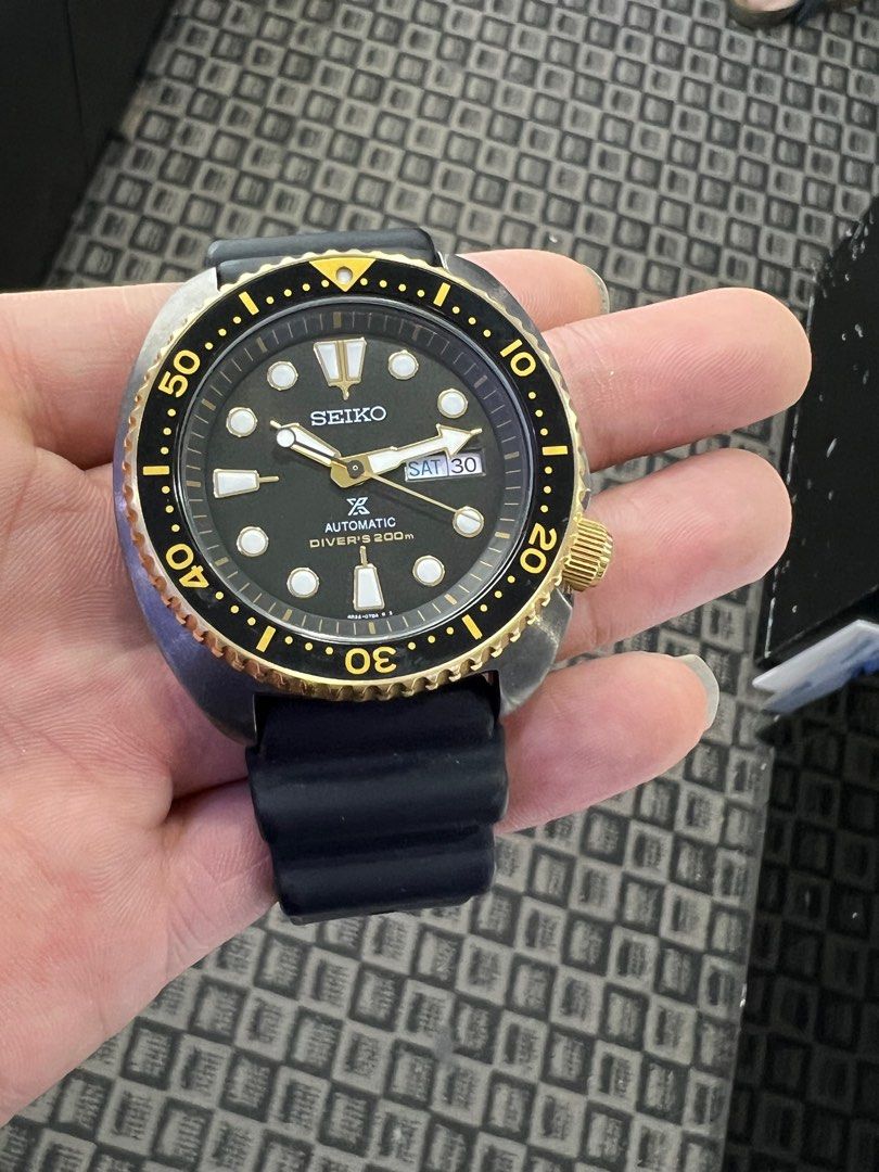 SEIKO PROSPEX TURTLE BLACK GOLD EDITION AUTOMATIC DIVERS 200M SRPD46K1 Men s Fashion Watches Accessories Watches on Carousell