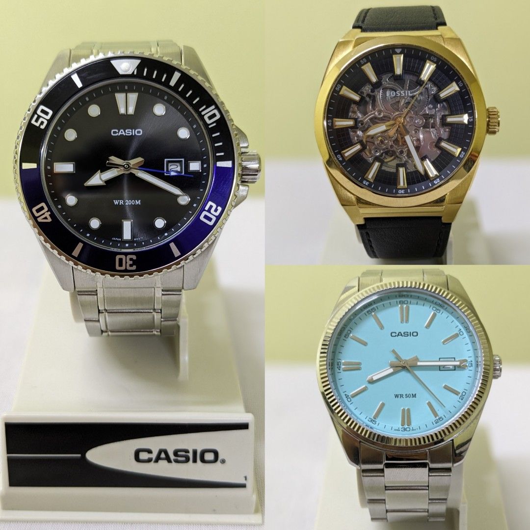 Set 3 Watches Casio Tiffany Blue Casio Batman Duro WR 200 Fossil Everett Automatic Movement Sell Swap with Tissot PRX