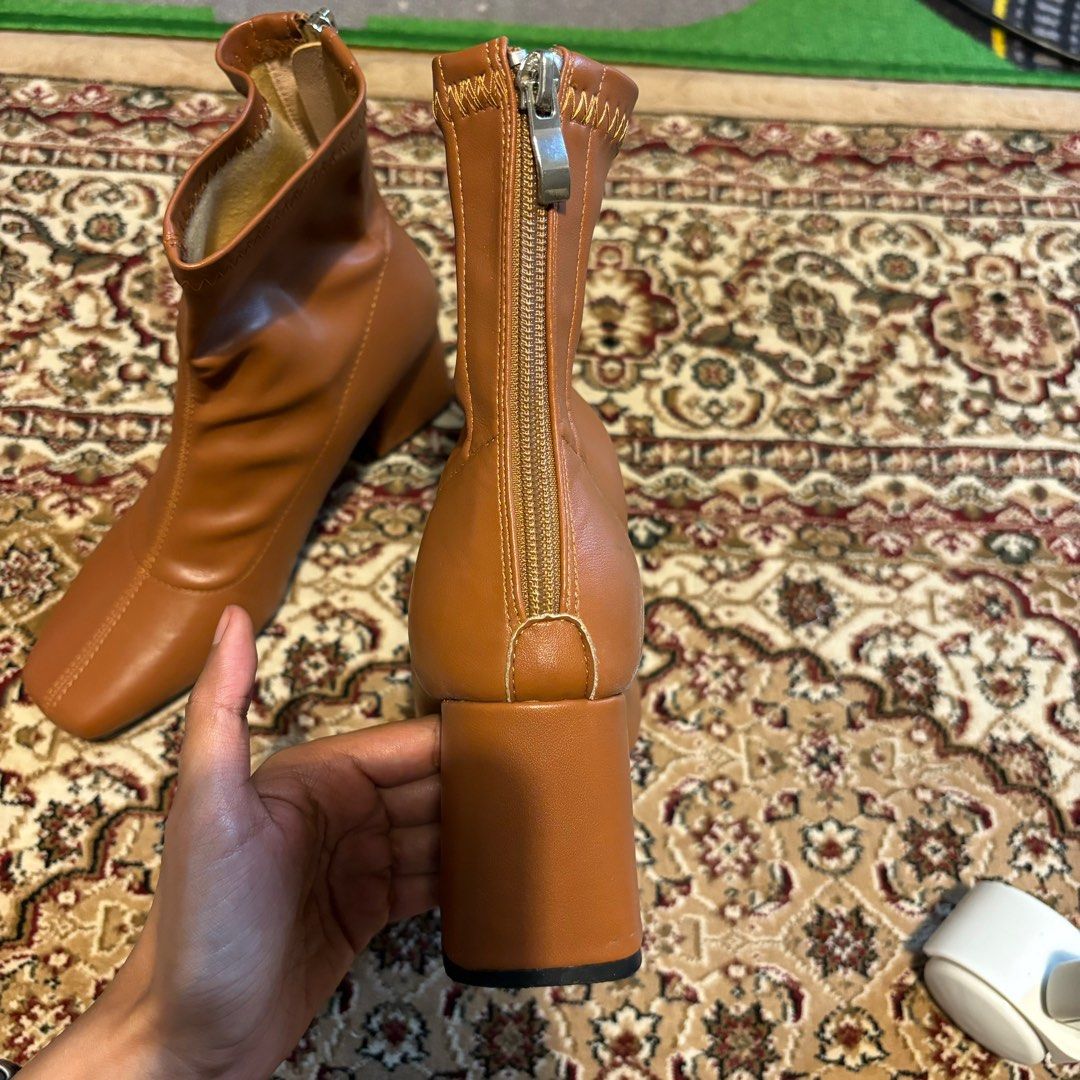 Shein Faux Leather Boots, Women's Fashion, Footwear, Boots on Carousell