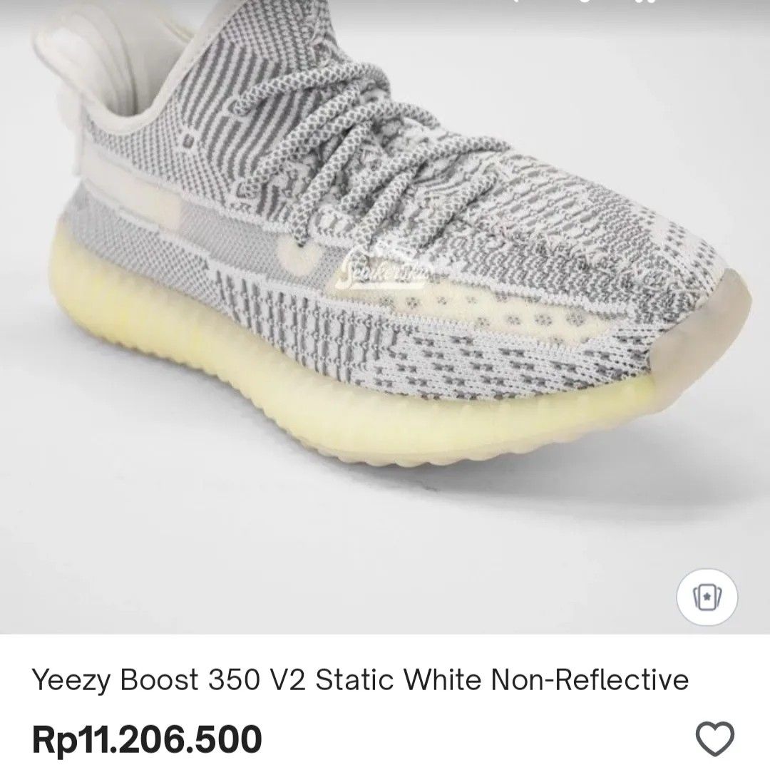 SIZE 43 INSOLE 27 5 CM SEPATU SECOND ADIDAS YEEZY BOOST 350 V2 STATIC WHITE NON REFLECTIVE MADE IN CHINA