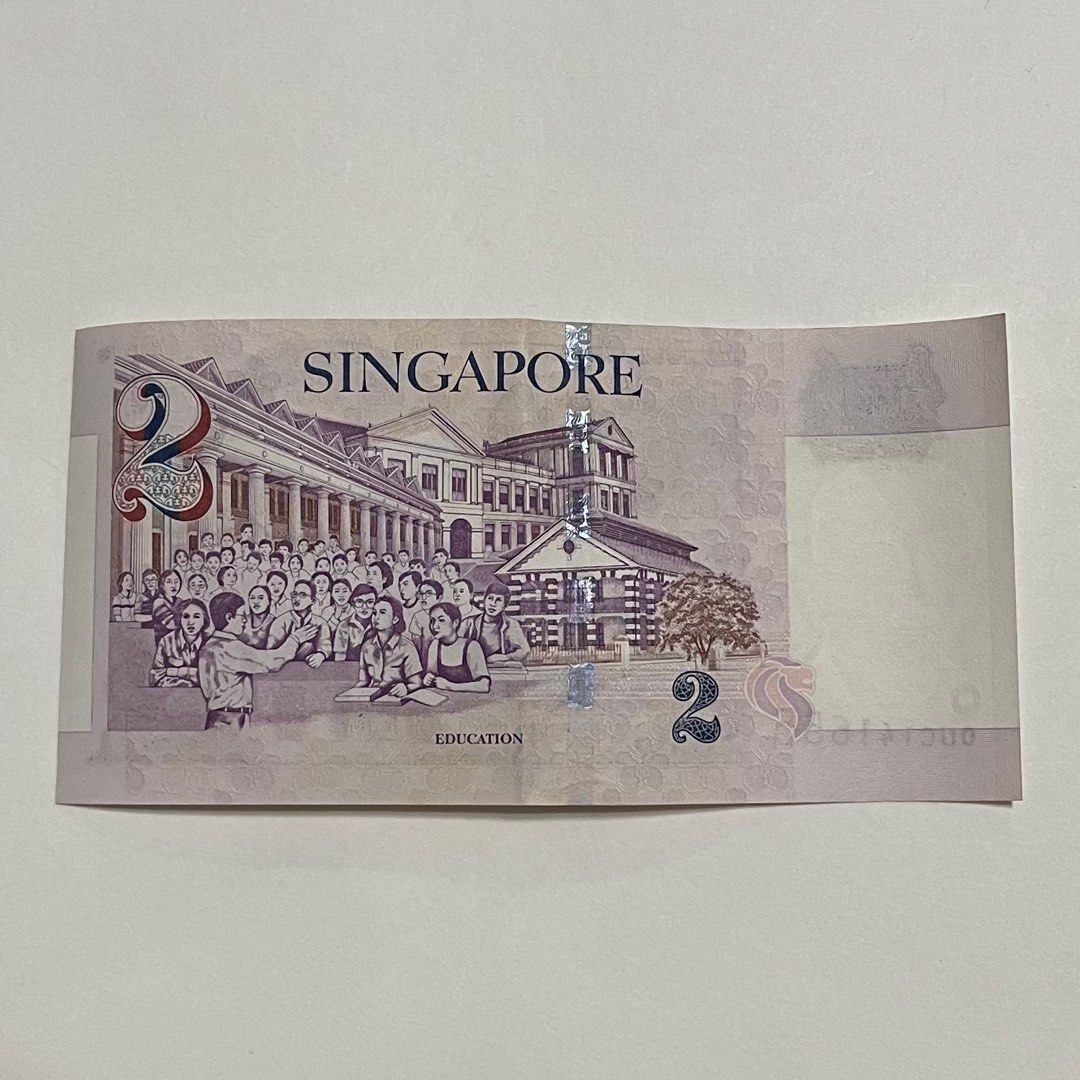 Special Offer Collectibles Item Singapore Currency - Well Used Authentic  Serial Number OUC141655 Two Dollars Singapore Yusof