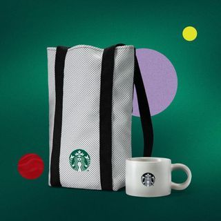 Starbucks Traditions 2024 Gray Mug with Tote Bag