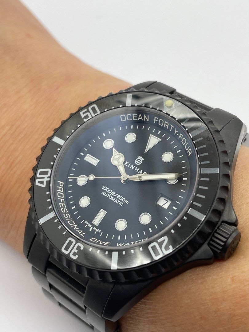 Steinhart Ocean Forty Four 44mm Quartz Watch Black DLC Men s