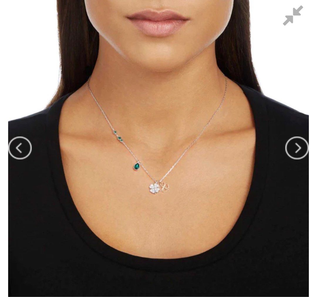 White Swarovski Necklace Clover Shaped