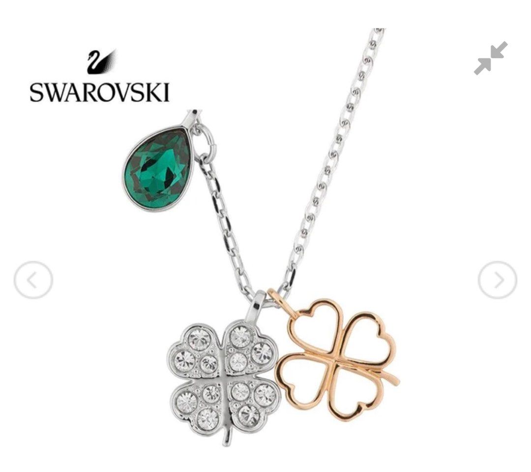 Swarovski Idyllia pendant, Clover, Gold-tone plated Green | Pendant