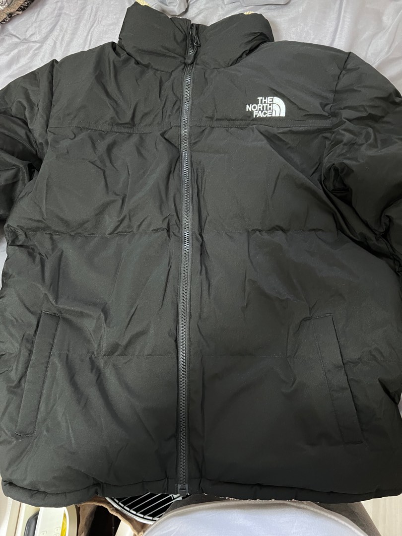 the north face 雙面羽絨大童版雙面鋪棉毛外套棕黑色（150cm), 男裝