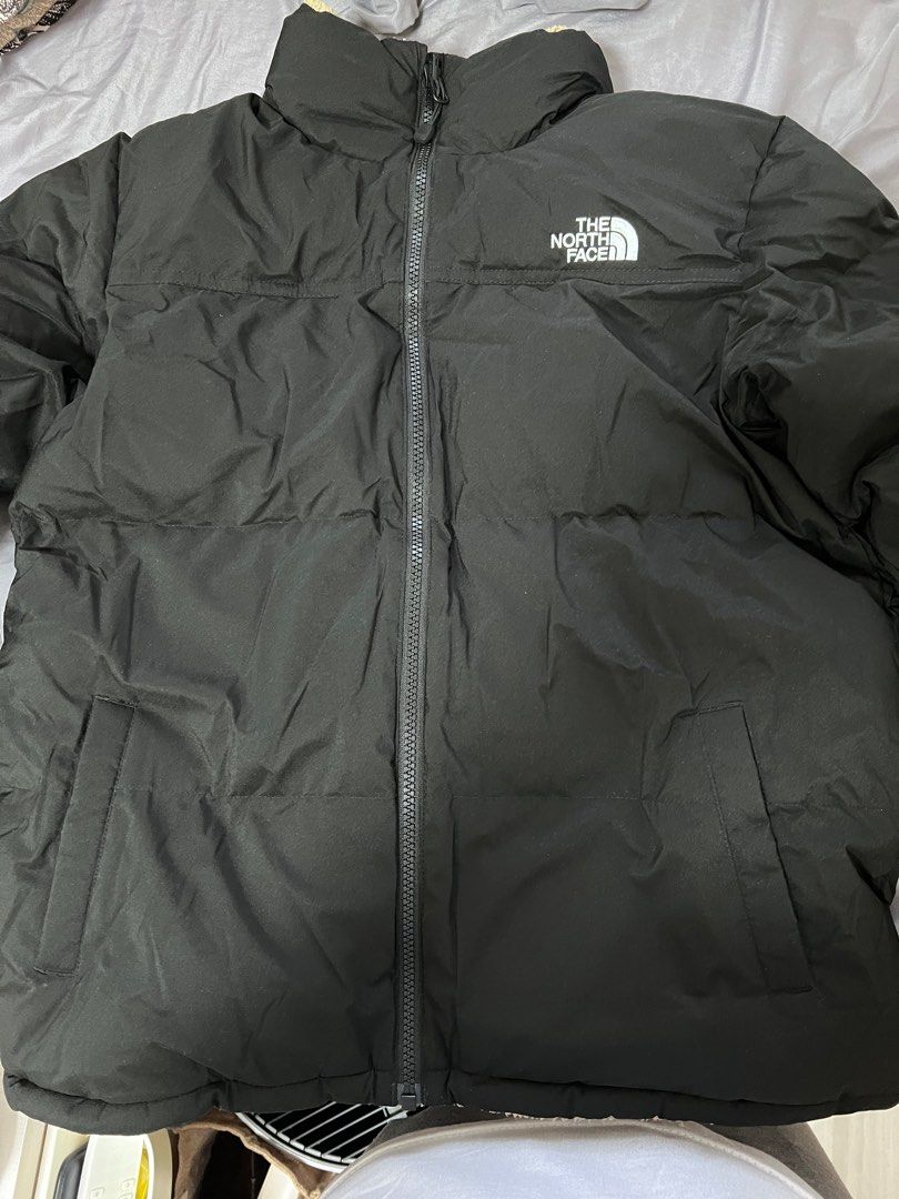 the north face 雙面羽絨大童版雙面鋪棉毛外套棕黑色（150cm), 男裝