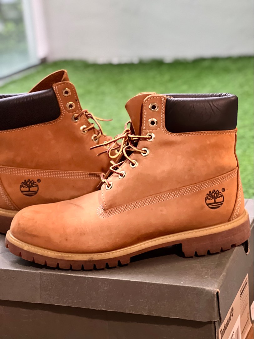 Timberland Men s premium 6 inch boots wheat tan nubuck Men s Fashion Footwear Boots on Carousell