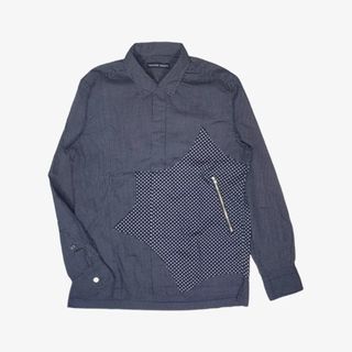 Uniqlo MARNI Oversized Open Collar Shirt Size S M L Navy Blue Short Sleeve