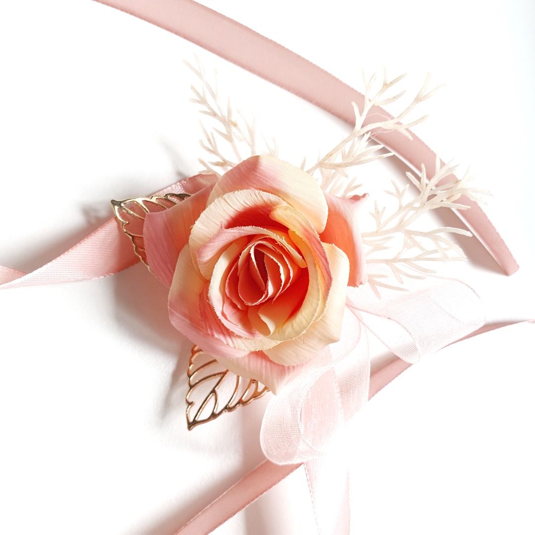 Unique Hand made Pink Hand Corsage for bridesmaid wedding