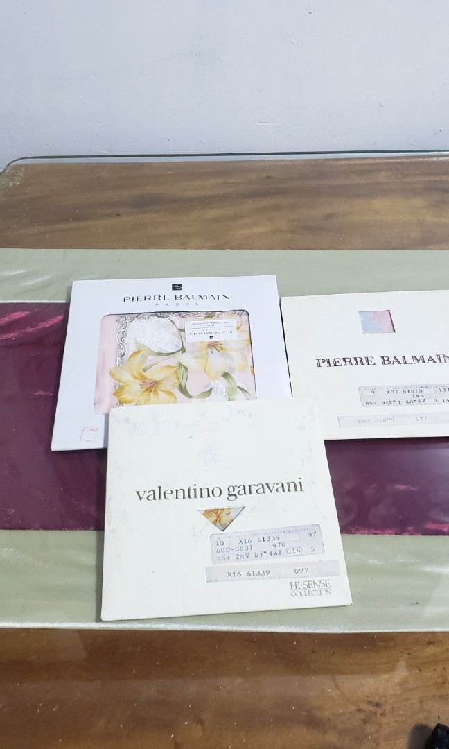 Valentino and balmain (Category: Luxury Accessories) located in Manila. Submitted by mistej (Listing ID 1277105003, Image 1). Description: valentino garavani and pierre balmain authentic guaranteed handkerchief japan thrifted.
