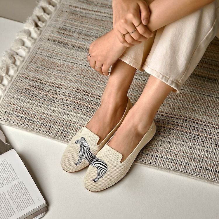 Vivaia Round Toe Embroidered Loafers Women s Fashion Footwear