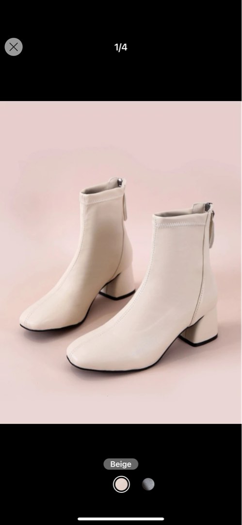 White mid hot sale heel boots